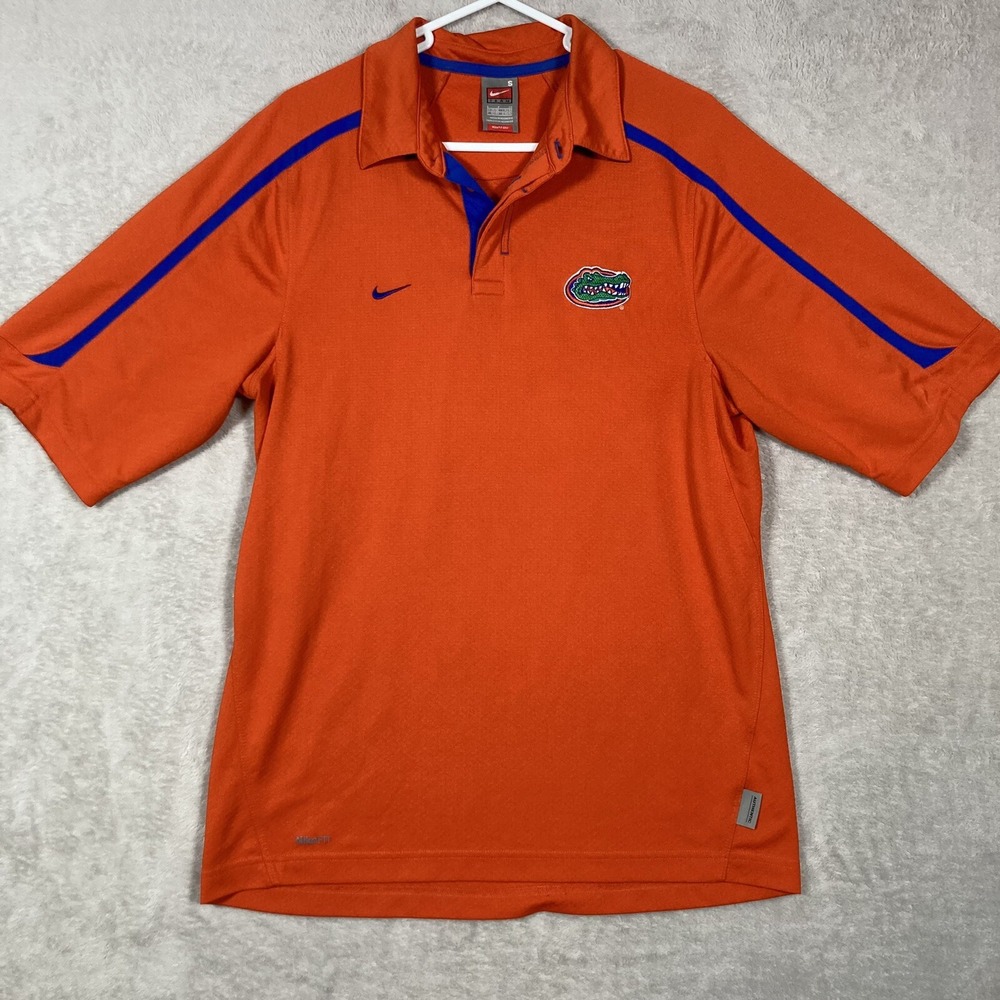 Nike Polo Shirt Mens S Orange Florida Gators Nike Fit Dry Athletic Gameday